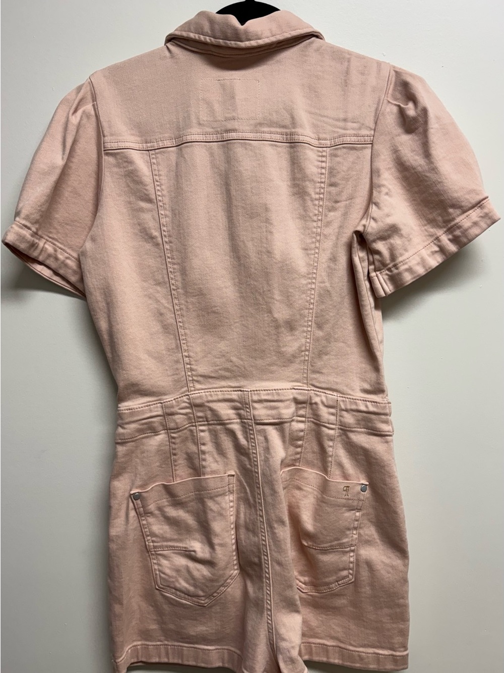 Pilcro Blush Pink Short-Sleeve Denim Romper Size 10 - Picture 5 of 8